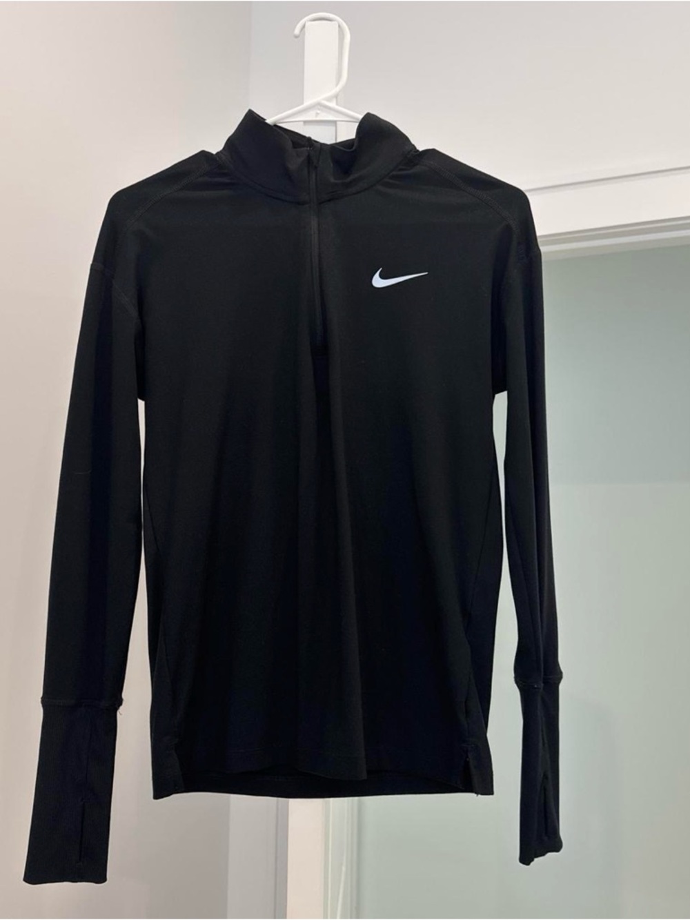 Nike Black Quarter-Zip Performance Top with White Swoosh